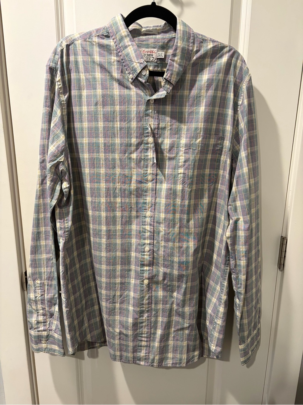 J. Crew Men’s Secret Wash Plaid Dress Shirt | Size XL Tall |